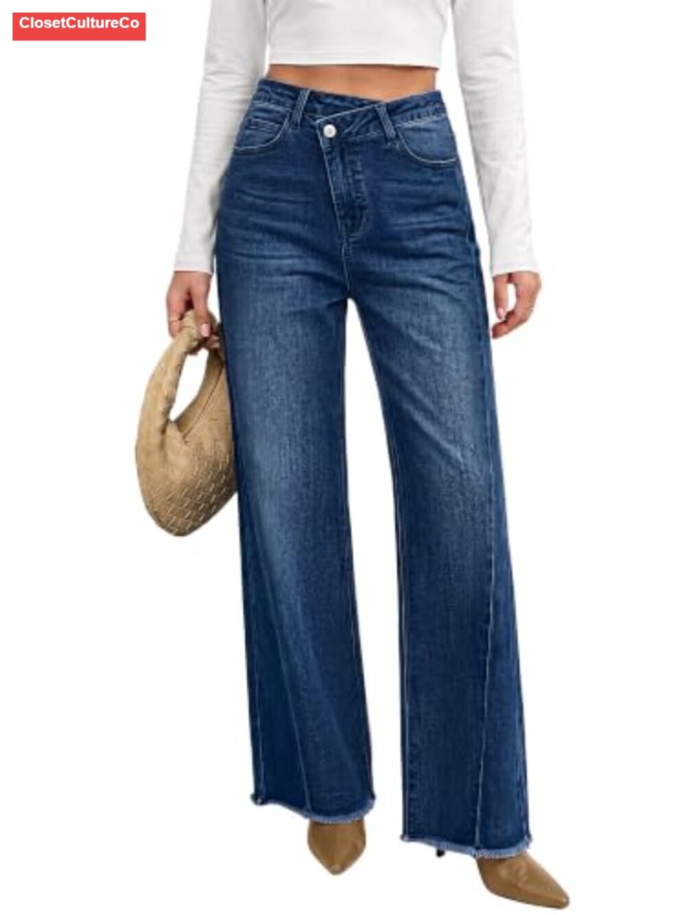 Wide Leg High Waisted Stretchy Denim Jeans Loose Boyfriend Fit